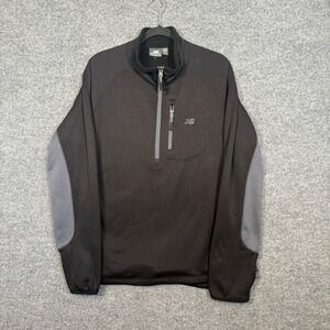 New Balance Sweater Mens Medium 1/4 Zip Pullover Black Stretch Fleece Sweatshirt